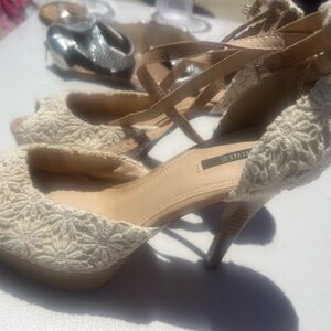 Elegant Cream Lace Heels